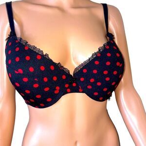 Smart Sexy black red polka dot push up bra underwire SZ 40C